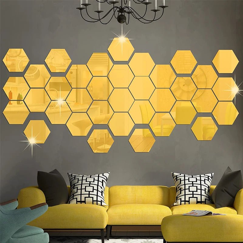 3D Mirror Wall Stickers | Acrylic And Gold Wall Mirror Self Adhesive - VarietyGifts