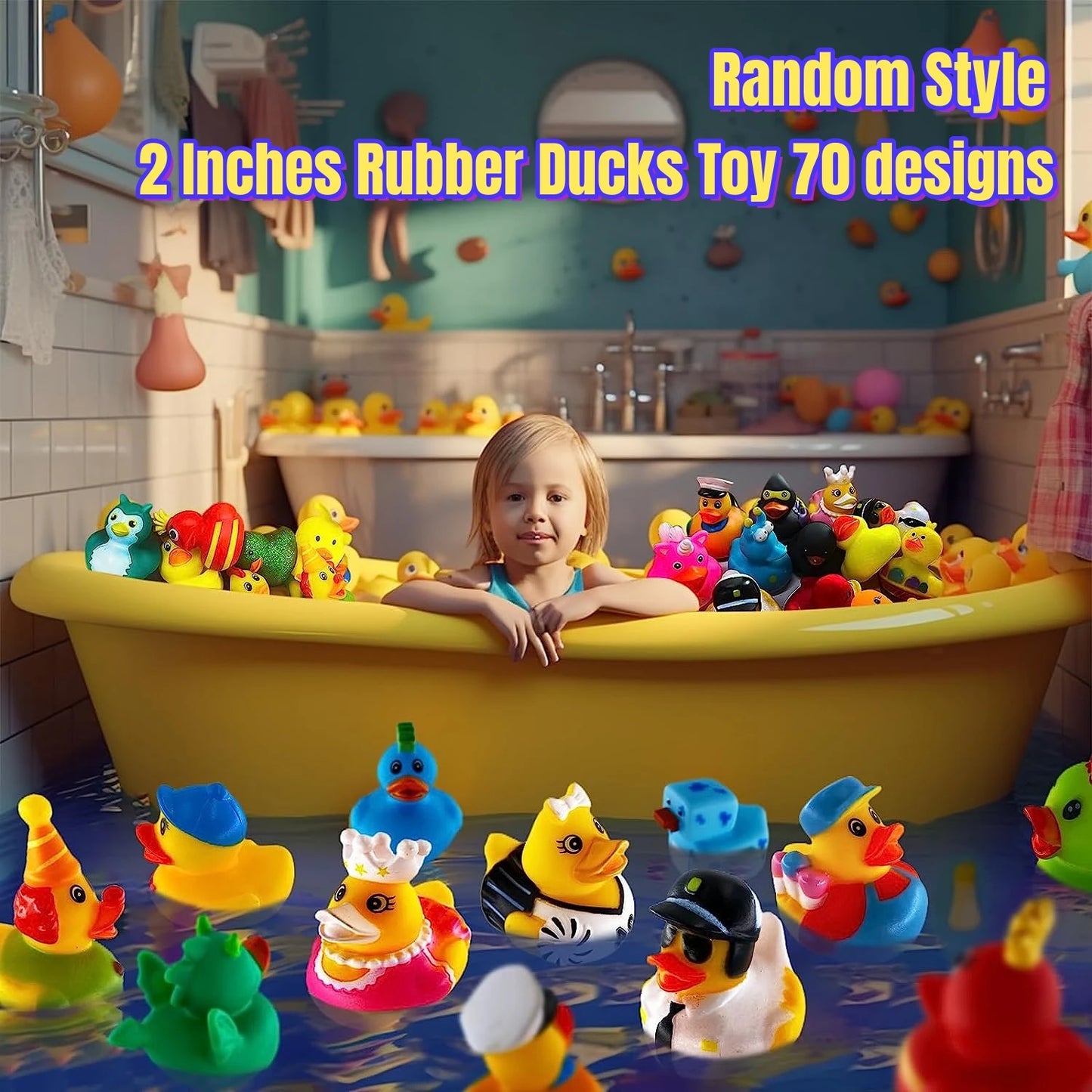 Colourful Rubber Ducks Bath Toys | Floating Shower Toys, Baby Toddler