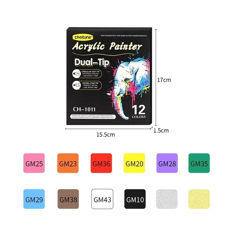 Acrylic Markers For Drawing & Painting | Colourful, Double Sided, Art - VarietyGifts