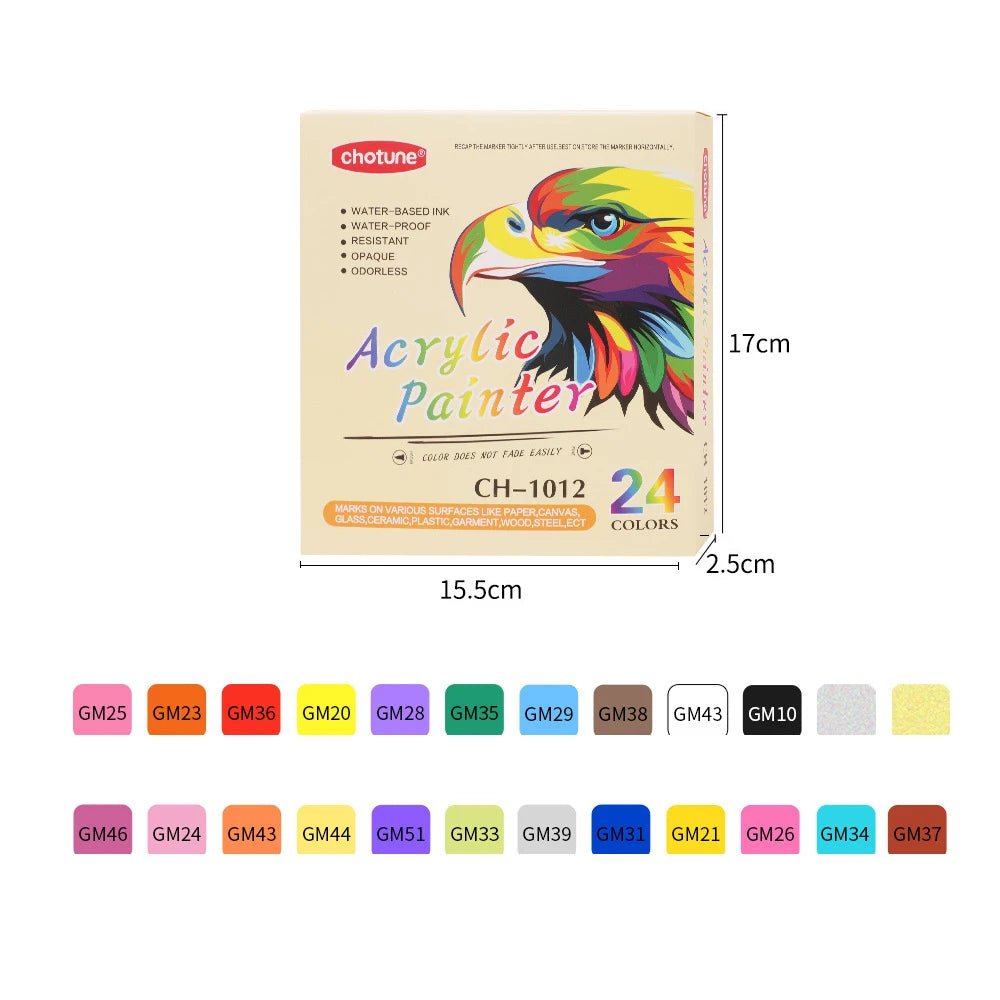 Acrylic Markers For Drawing & Painting | Colourful, Double Sided, Art - VarietyGifts