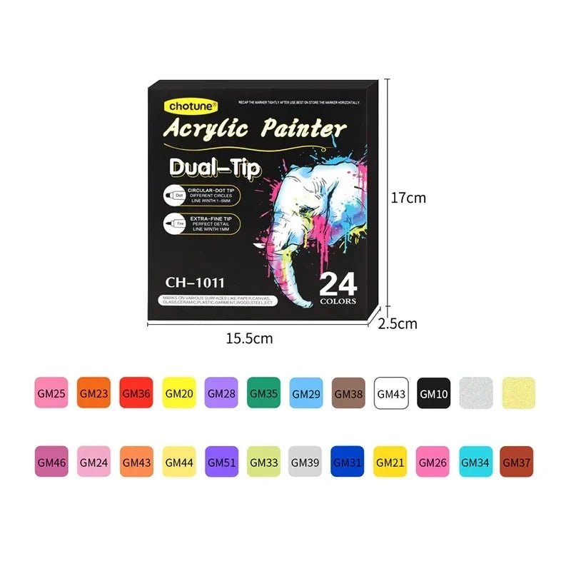 Acrylic Markers For Drawing & Painting | Colourful, Double Sided, Art - VarietyGifts