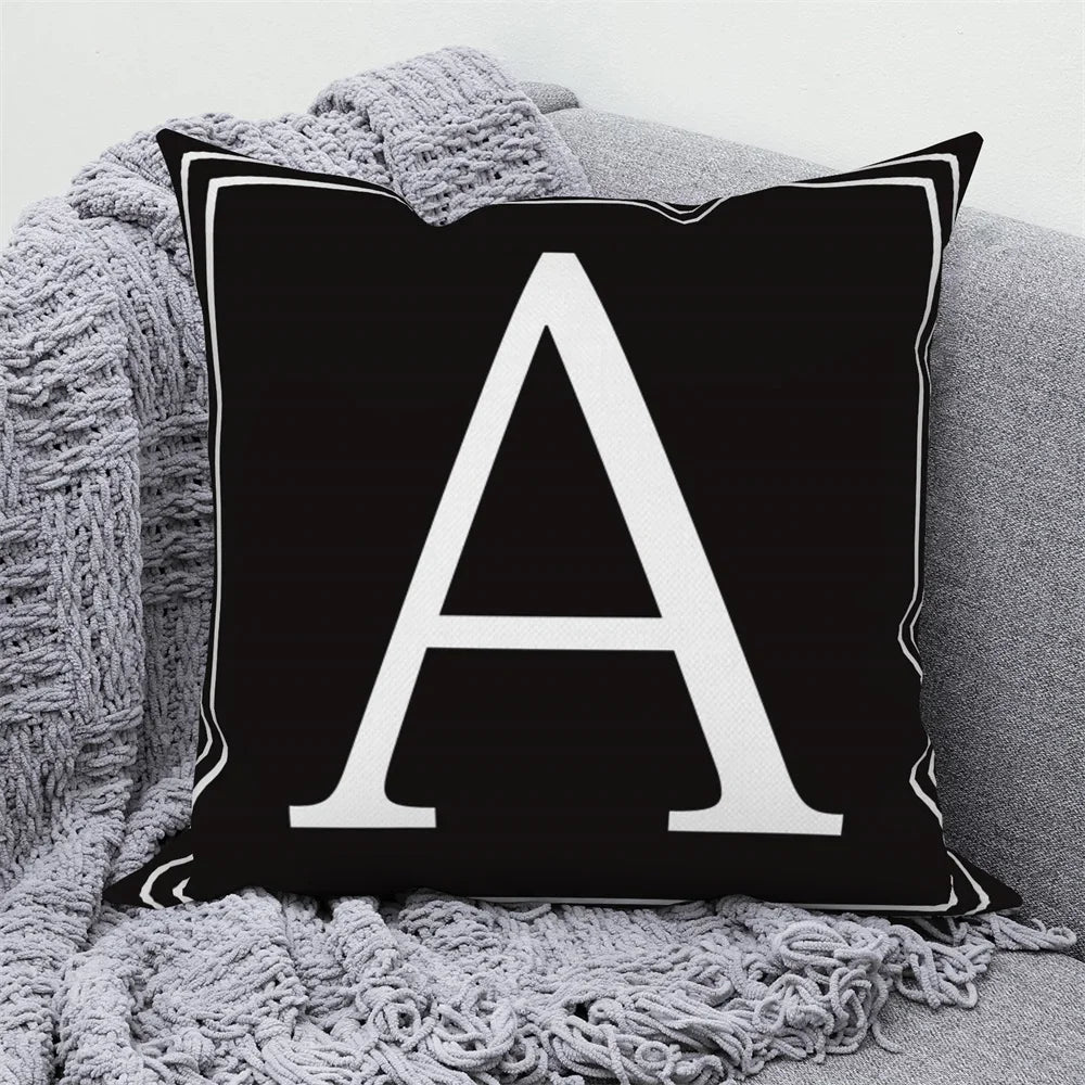Alphabet A-Z Print Black Cushion Cover | SELLING FAST!