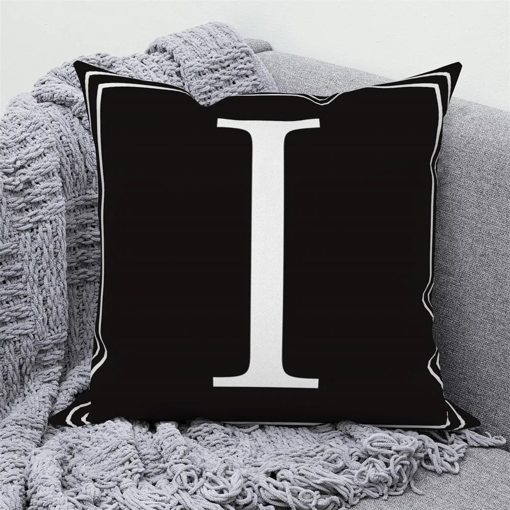 Alphabet A - Z Black Cushion Cover | Personalized Letter Pillow - VarietyGifts