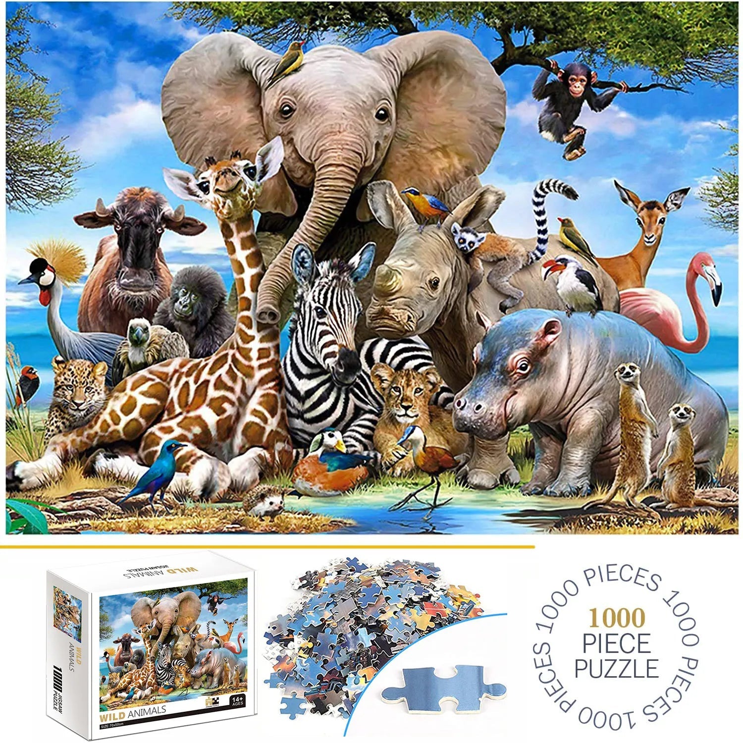 Animal World Jigsaw Puzzle 1000pc | Fun Jigsaw For Adults & Children - VarietyGifts