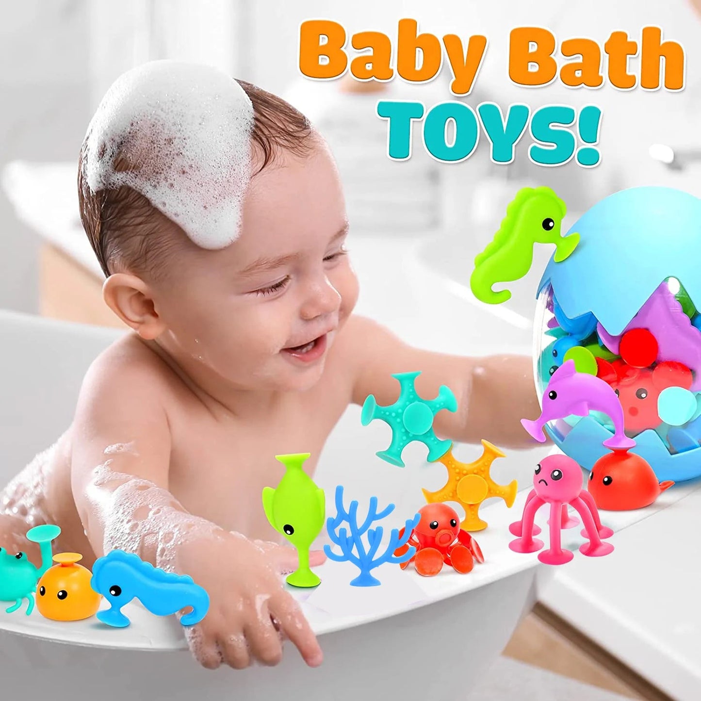 Baby Rubber Bath Toys | Suction Cup Toys, Hand - Eye Coordination - VarietyGifts