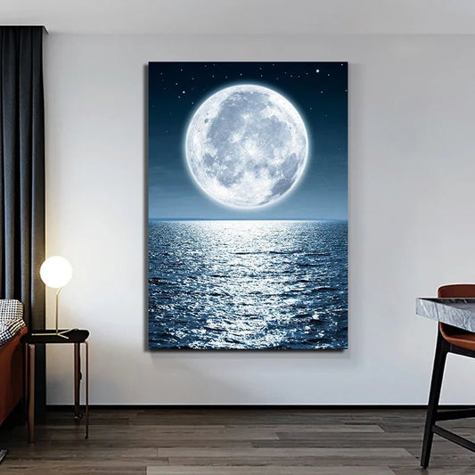 Beautiful Moon Modern Canvas Painting | Stylish Poster Wall Art - VarietyGifts