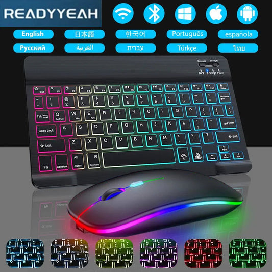 Bluetooth Wireless Keyboard & Mouse | Android, IOS & PC, RGB Backlight - VarietyGifts