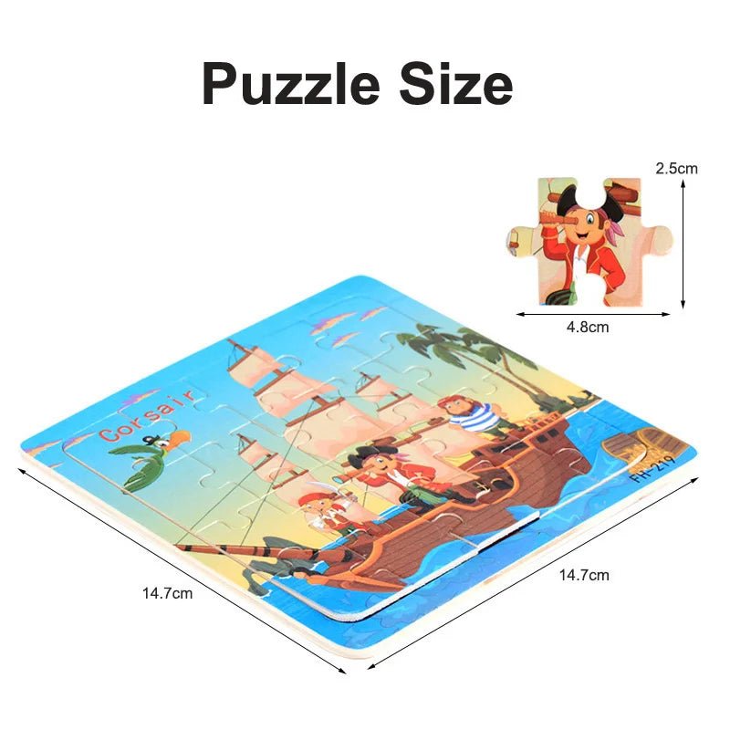 Children's 20 Piece Wooden Cartoon Jigsaw Puzzle | Educational Puzzles - VarietyGifts