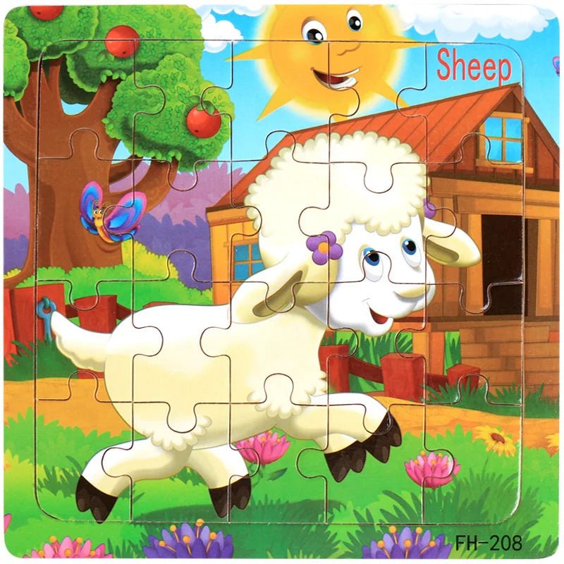 Children's 20 Piece Wooden Cartoon Jigsaw Puzzle | Educational Puzzles - VarietyGifts