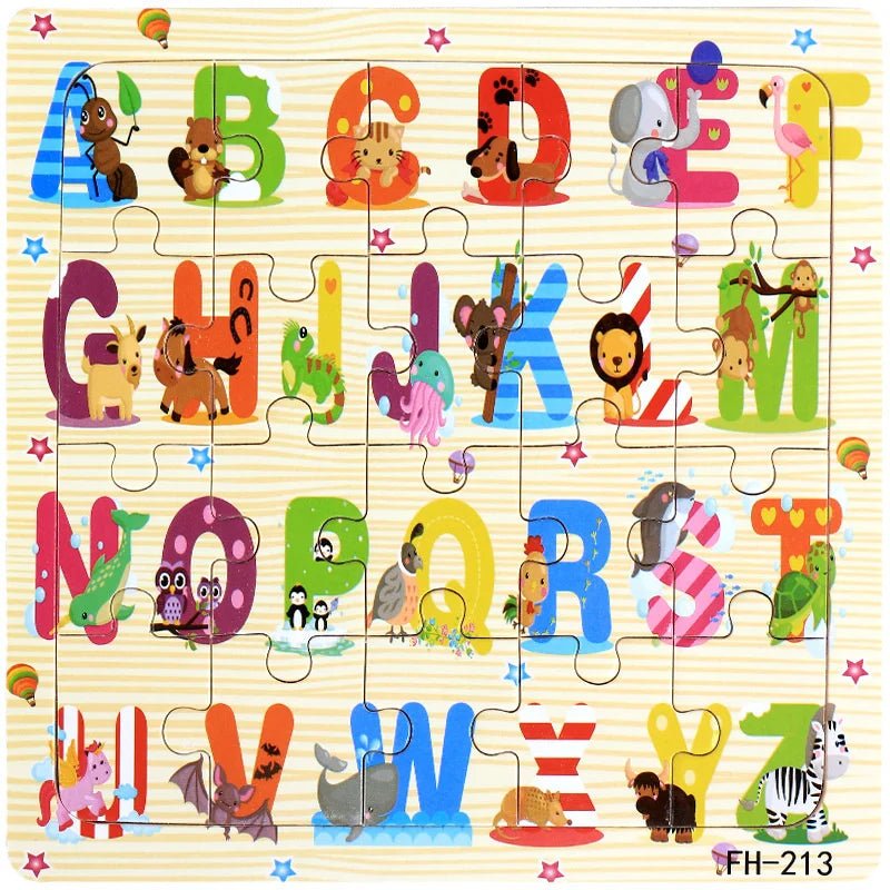 Children's 20 Piece Wooden Cartoon Jigsaw Puzzle | Educational Puzzles - VarietyGifts