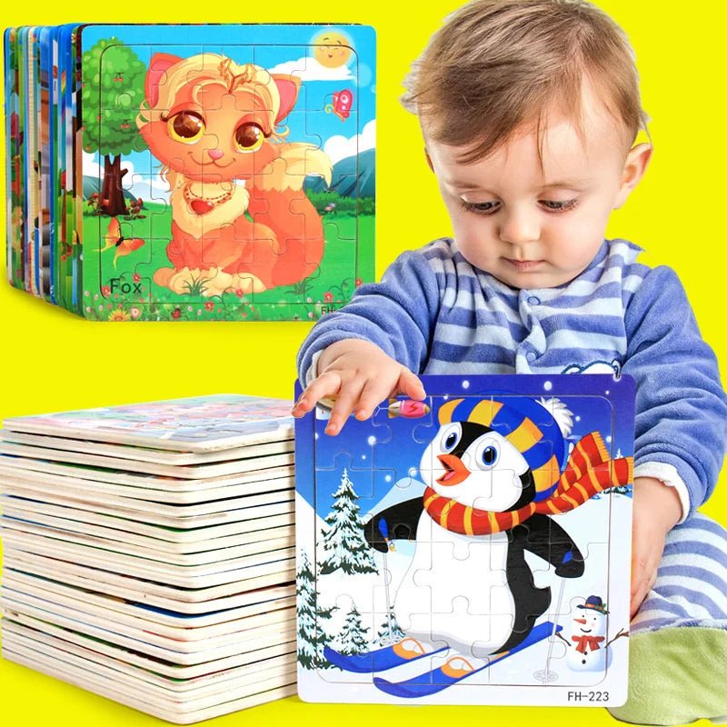 Children's 20 Piece Wooden Cartoon Jigsaw Puzzle | Educational Puzzles - VarietyGifts