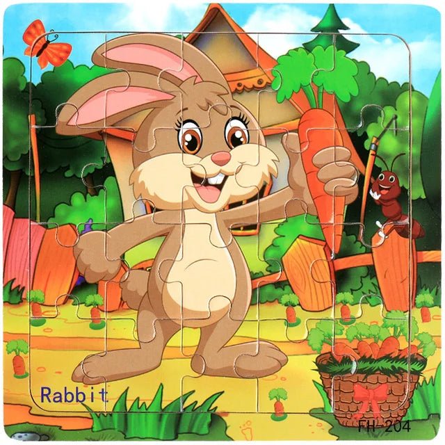 Children's 20 Piece Wooden Cartoon Jigsaw Puzzle | Educational Puzzles - VarietyGifts