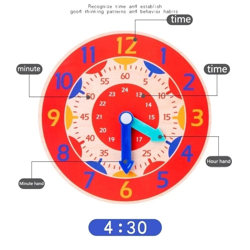 Childrens Montessori Wooden Clock Toy | Cognitive Learning Educational - VarietyGifts