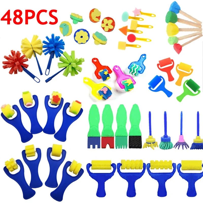 Children's Painting Sponge Brush Set | Creative Stamp Art, Craft Kit - VarietyGifts