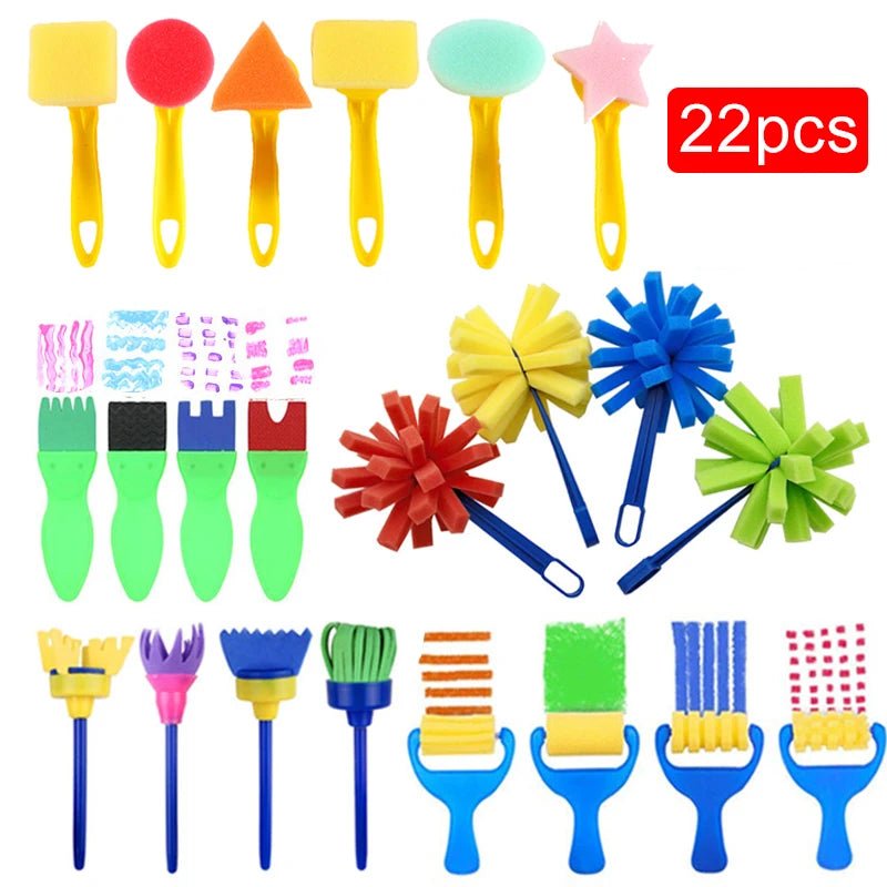 Children's Painting Sponge Brush Set | Creative Stamp Art, Craft Kit - VarietyGifts