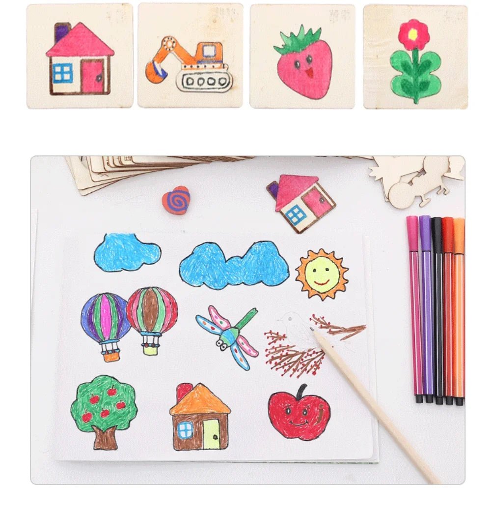 Children's Wooden Drawing Stencils | Art Sets, Drawing Toys, Templates - VarietyGifts