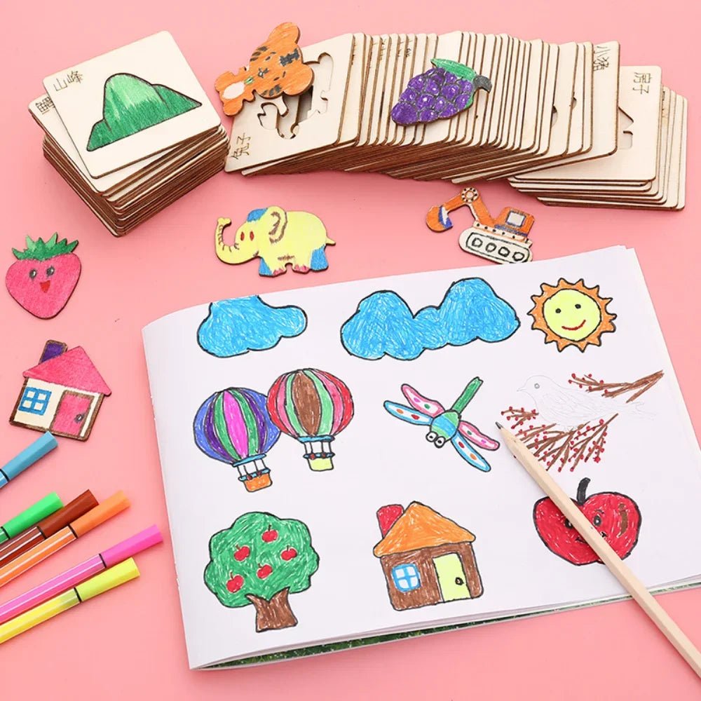 Children's Wooden Drawing Stencils | Art Sets, Drawing Toys, Templates - VarietyGifts