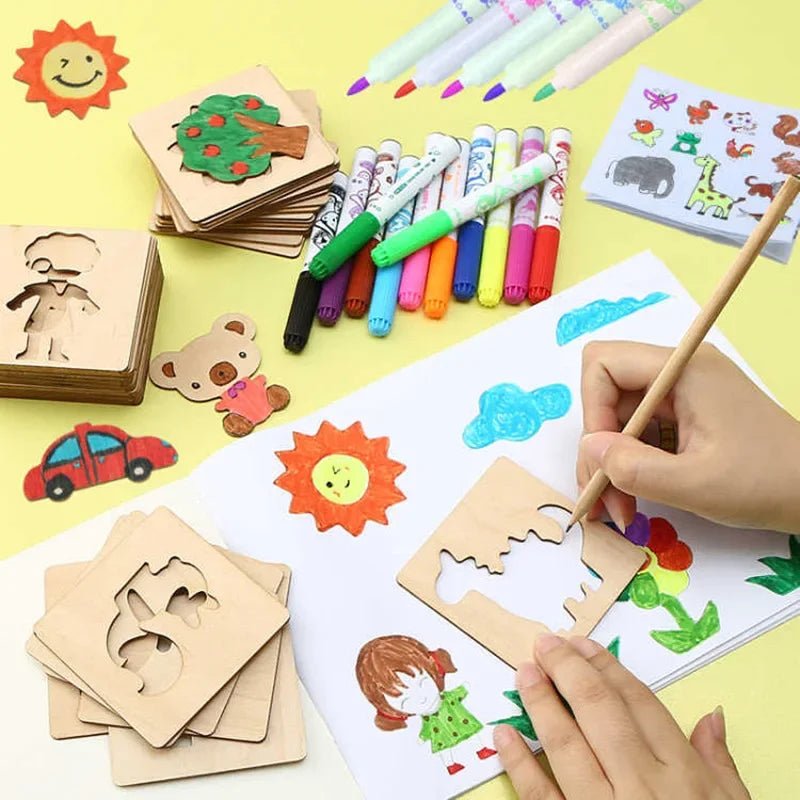 Children's Wooden Drawing Stencils | Art Sets, Drawing Toys, Templates - VarietyGifts