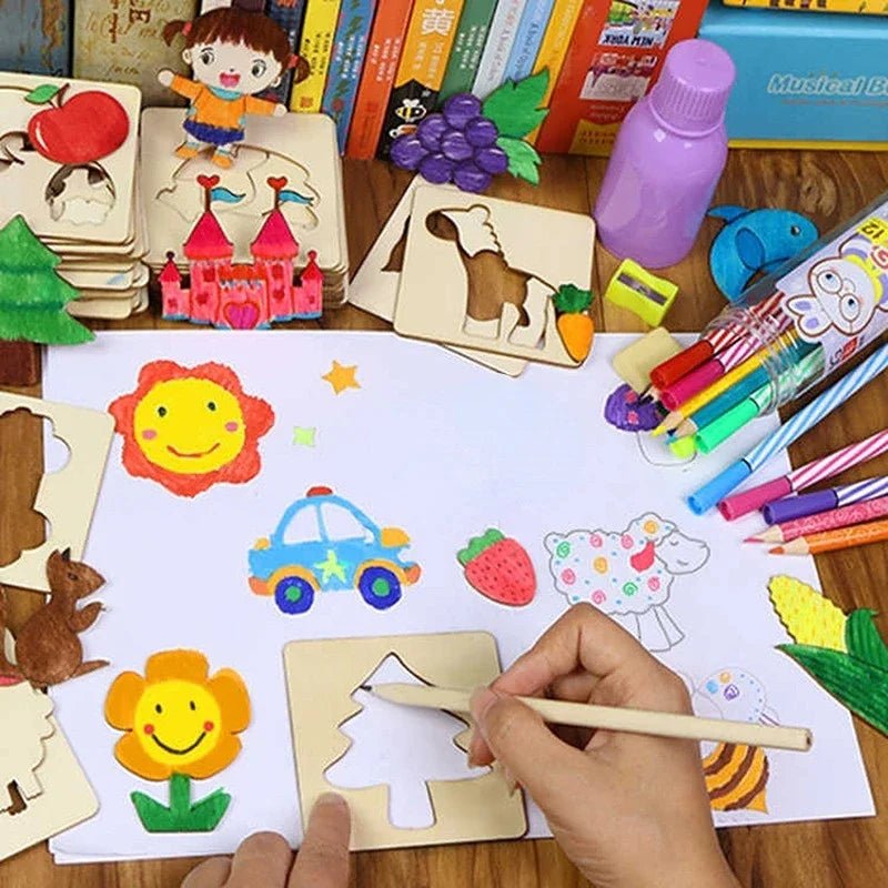 Children's Wooden Drawing Stencils | Art Sets, Drawing Toys, Templates - VarietyGifts