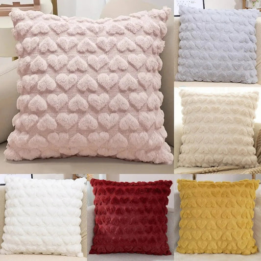 Colourful Plush Love Heart Cushion Cover | Soft & Cute Cushion Case - VarietyGifts