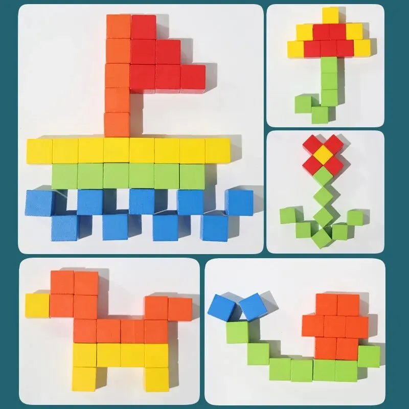 Colourful Wooden Building Blocks 50Pcs | Educational Toys For Kids - VarietyGifts