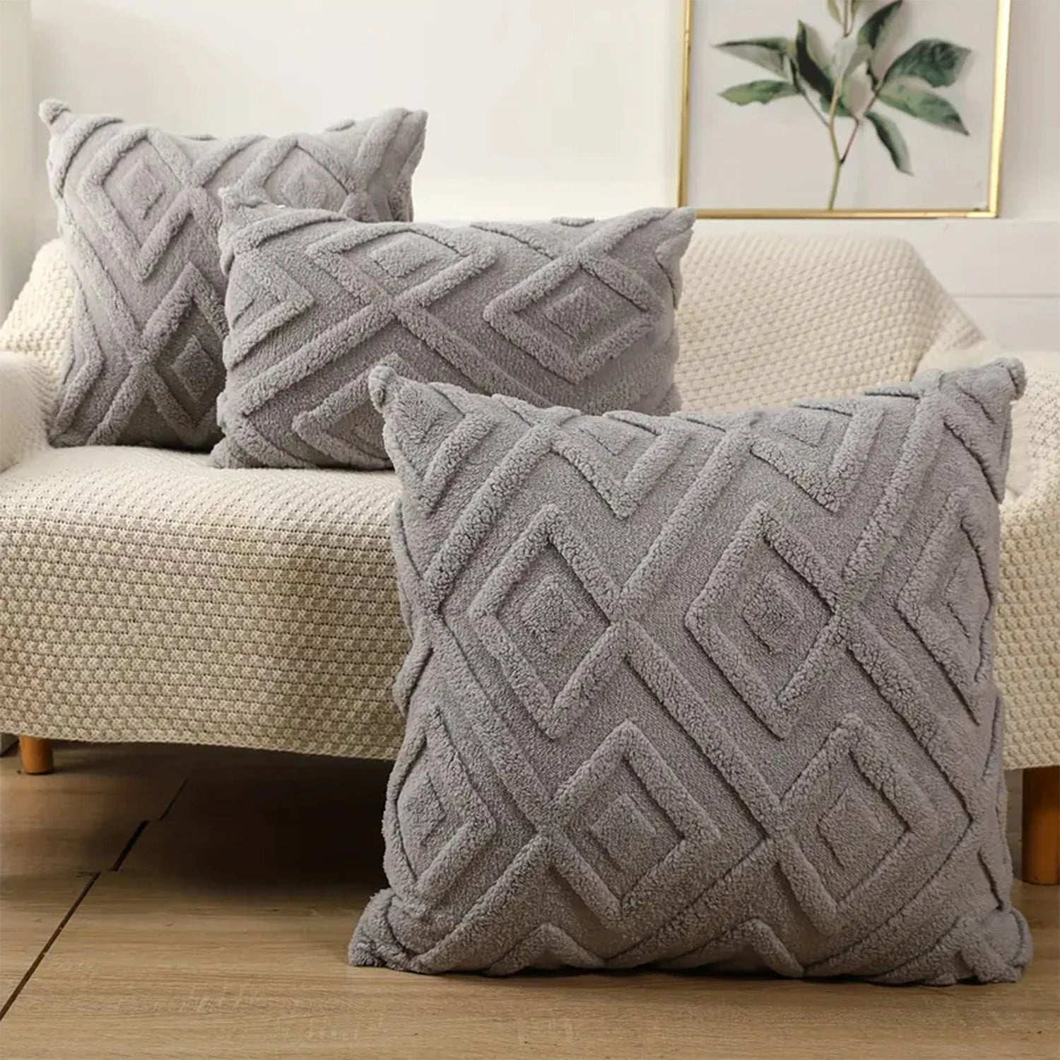 Decorative Faux Wool Cushion Cover | Soft Fluffy Fleece Patterned Case - VarietyGifts