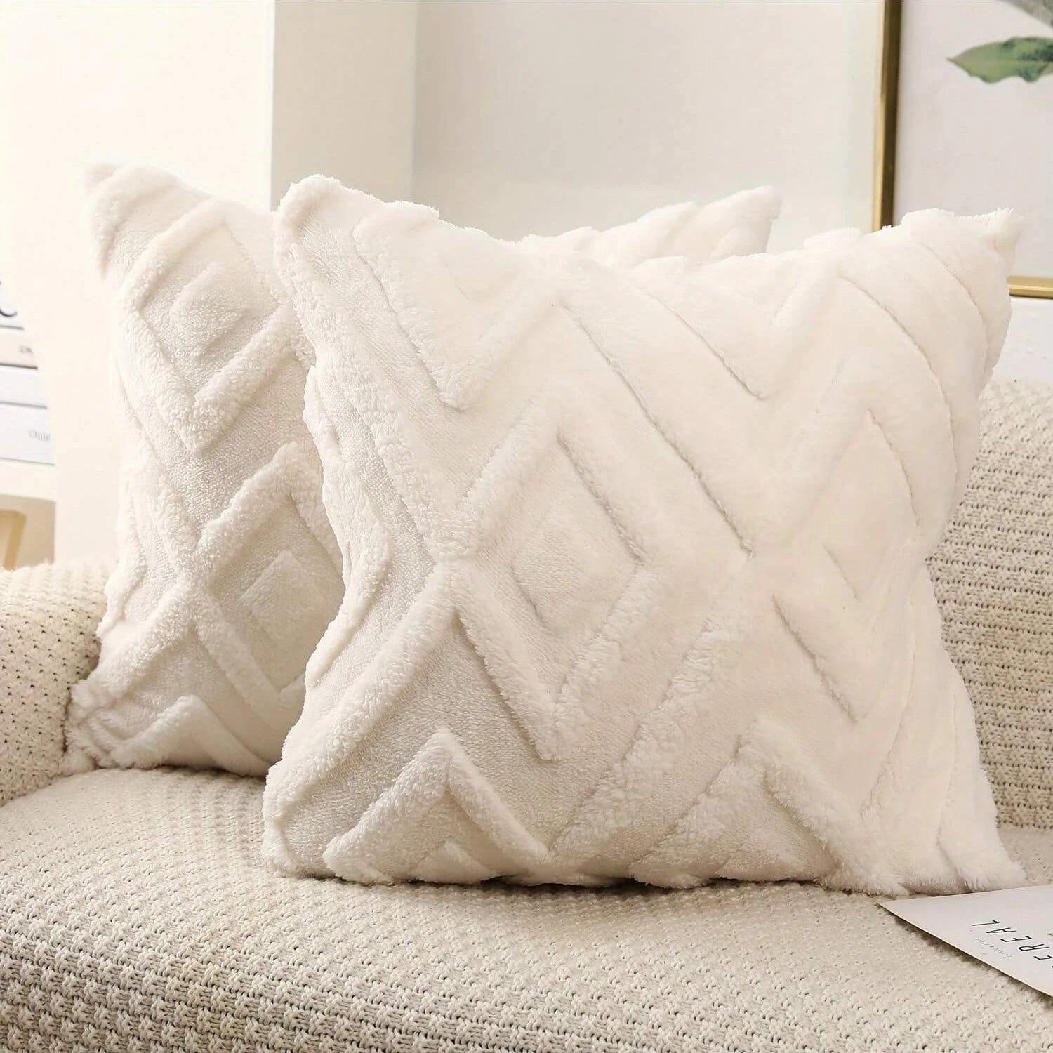 Decorative Faux Wool Cushion Cover | Soft Fluffy Fleece Patterned Case - VarietyGifts