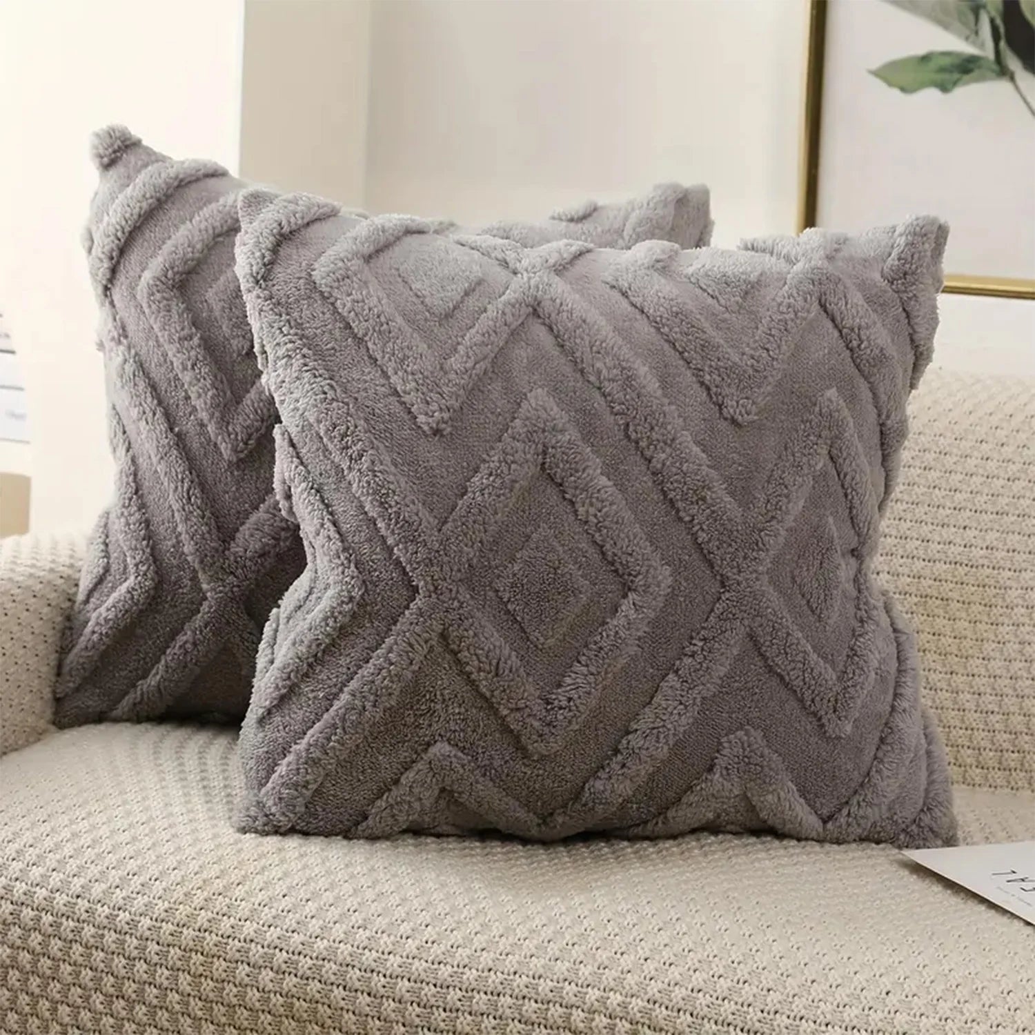 Decorative Faux Wool Cushion Cover | Soft Fluffy Fleece Patterned Case - VarietyGifts