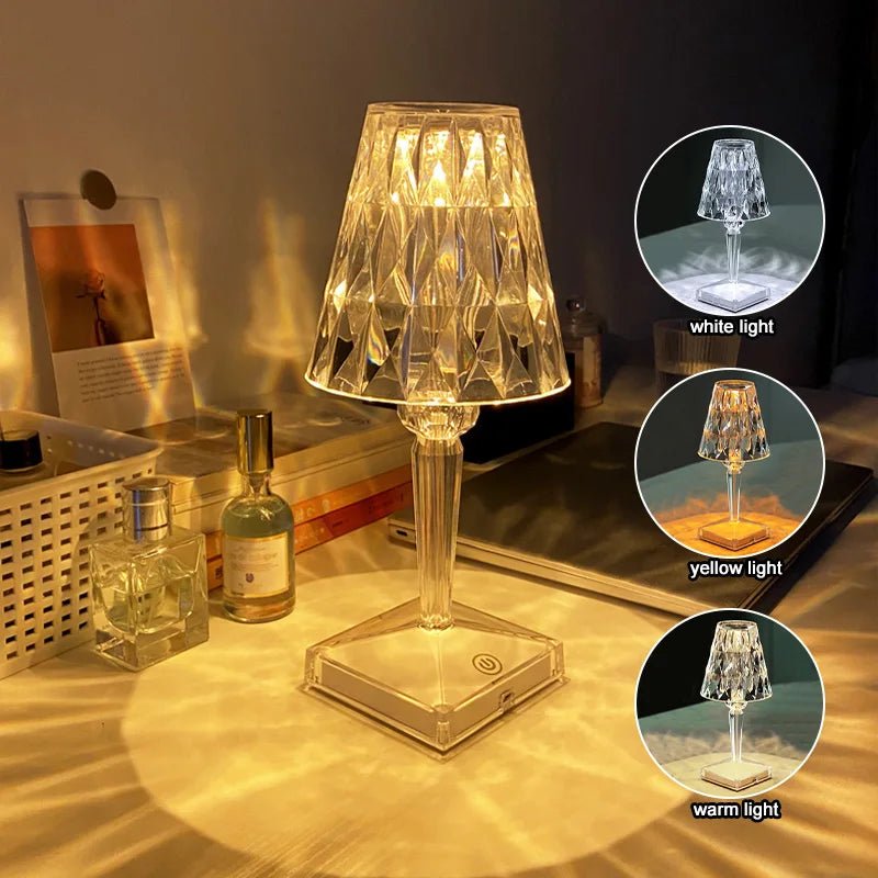 Diamond Crystal Table Lamp | Bedside Lamp, Modern, Luxurious, Blingy - VarietyGifts