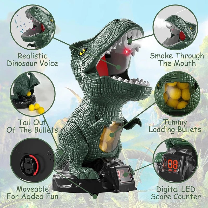 Dinosaur Shooting Toy | Moving Target Shooting Game, Inc Gun & Bullets - VarietyGifts