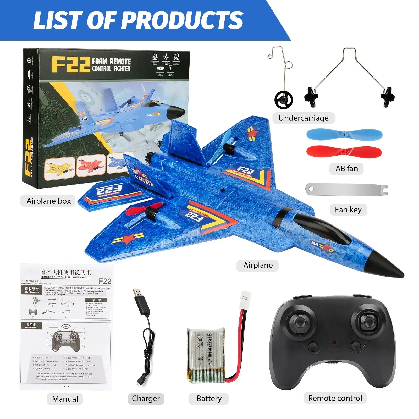 F22 Raptor RC Plane | Remote Control Airplane Glider With LED Lights - VarietyGifts