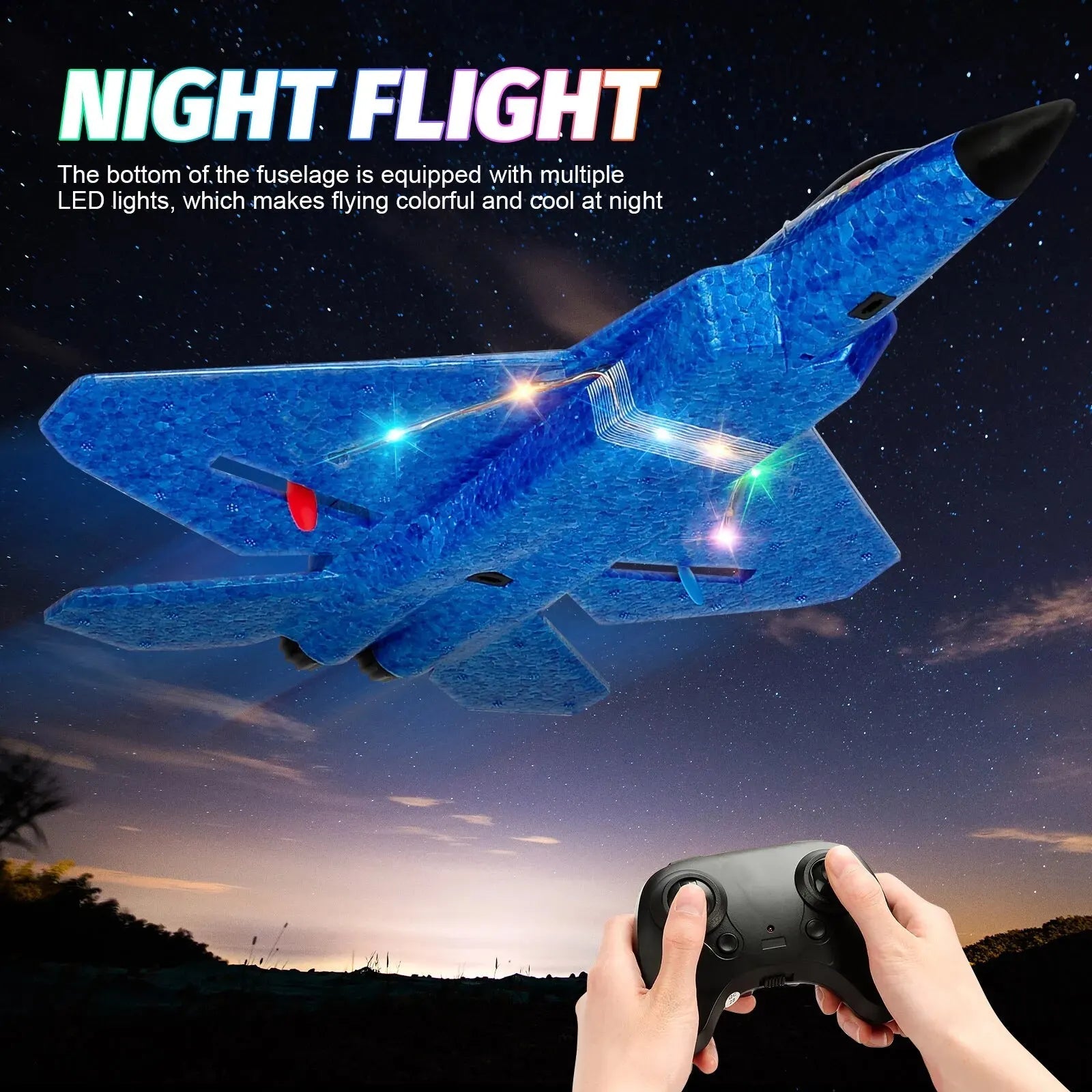 F22 Raptor RC Plane | Remote Control Airplane Glider With LED Lights - VarietyGifts