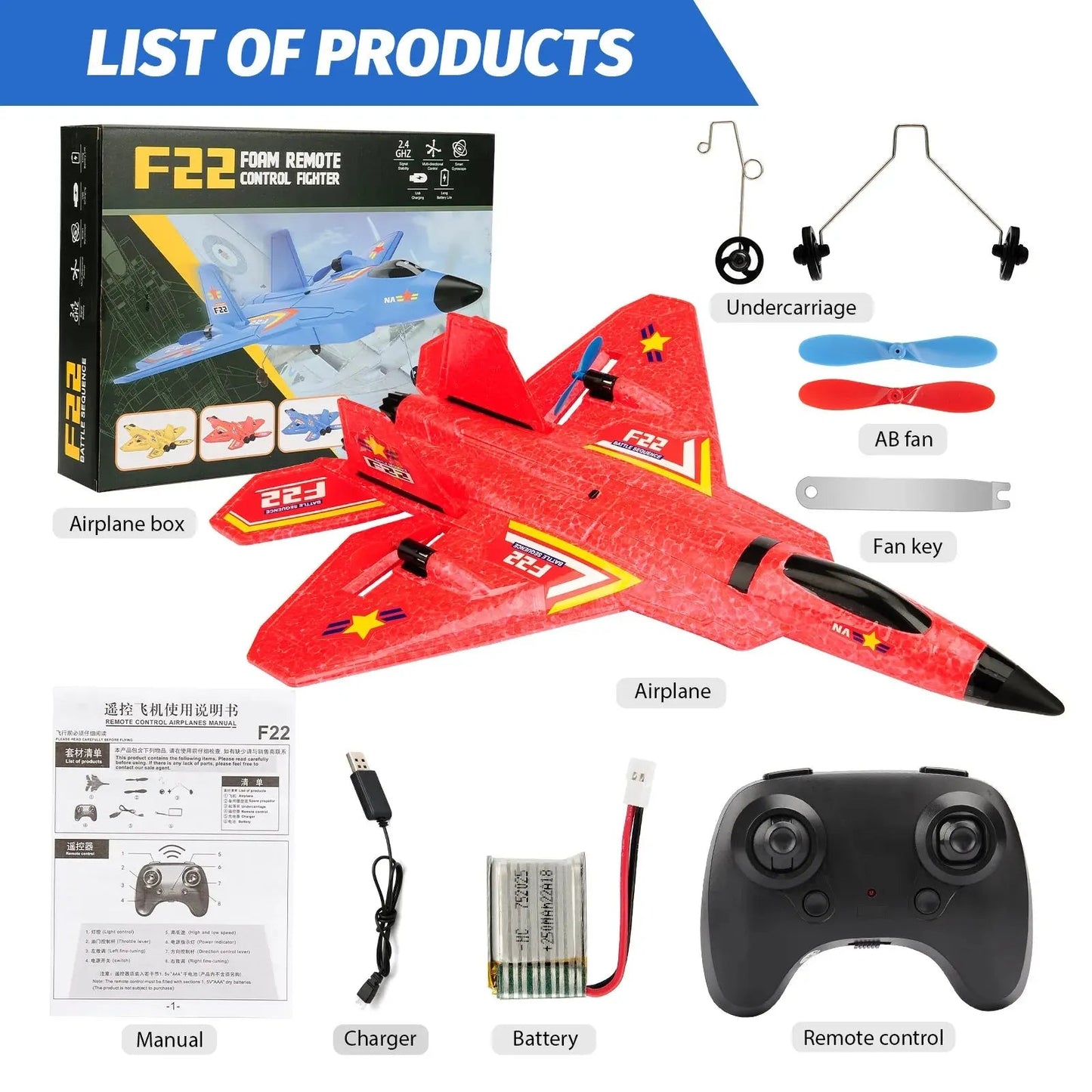 F22 Raptor RC Plane | Remote Control Airplane Glider With LED Lights - VarietyGifts