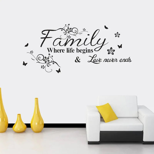 "Family Where Life Begins" Wall Art | Self Adhesive Wall Stickers - VarietyGifts
