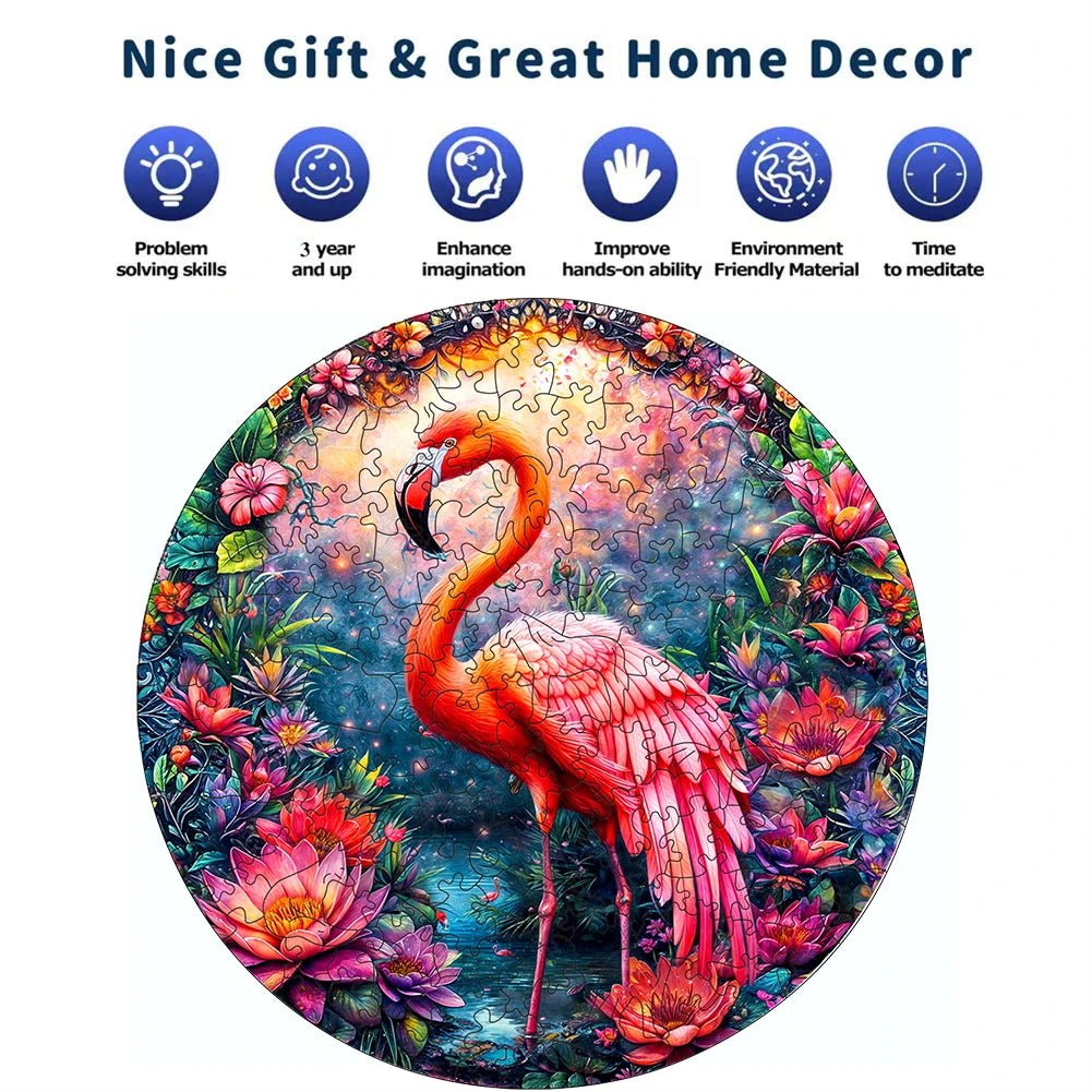 Flamingo Animal Wooden Jigsaw Puzzle | Unique Puzzle For Adults & Kids - VarietyGifts