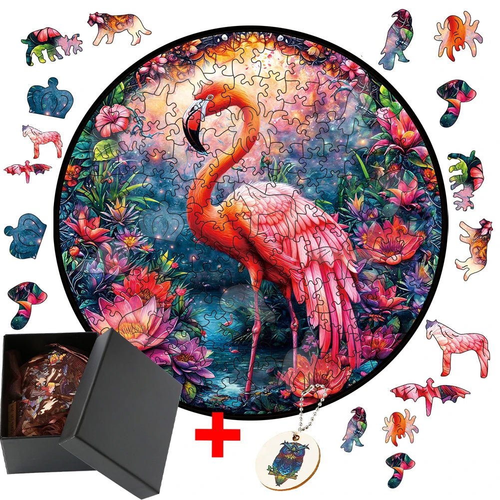 Flamingo Animal Wooden Jigsaw Puzzle | Unique Puzzle For Adults & Kids - VarietyGifts