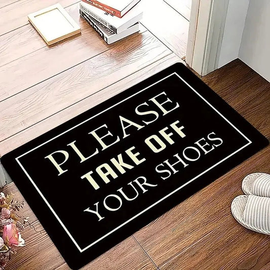 Funny Entrance Doormat | Decorative "Please Take Your Shoes Off" Rug - VarietyGifts