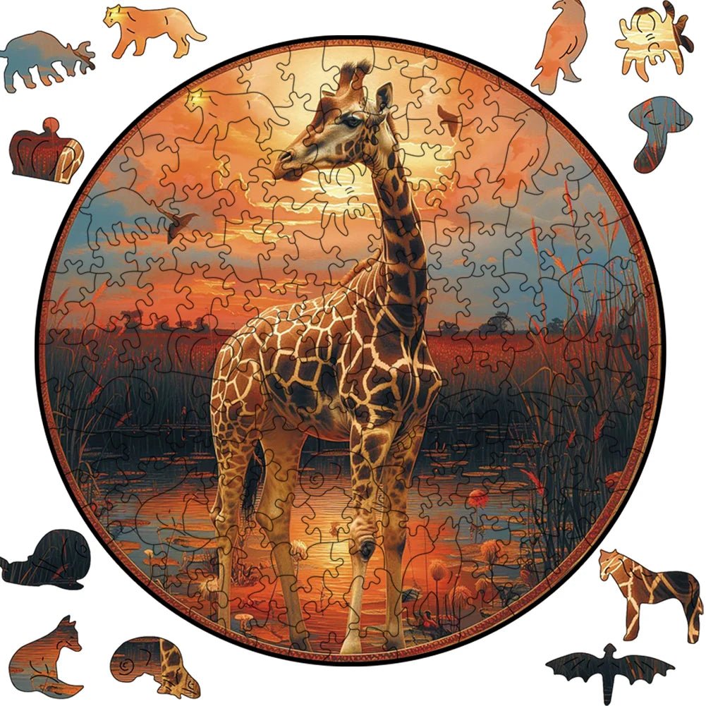 Giraffe Wooden Jigsaw Puzzle | Kids & Adults, Irregular Jigsaw Puzzle - VarietyGifts