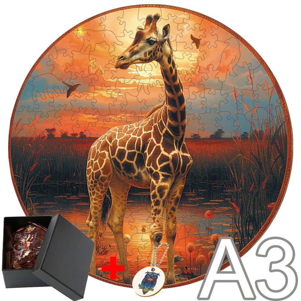 Giraffe Wooden Jigsaw Puzzle | Kids & Adults, Irregular Jigsaw Puzzle - VarietyGifts