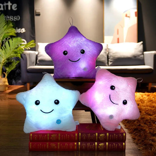 Glowing Star Pillow Plush | Soft Stuffed Plush, Colourful Cushion - VarietyGifts