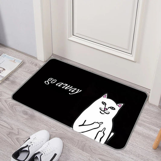"Go Away" Cat Doormat | Non - slip, Washable, Funny Welcome Rug - VarietyGifts