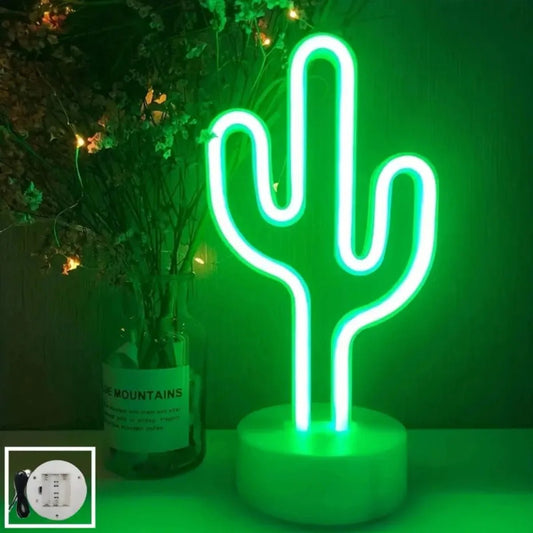 Green Cactus Neon Night Light | Cute Decorative Bedroom LED Light - VarietyGifts