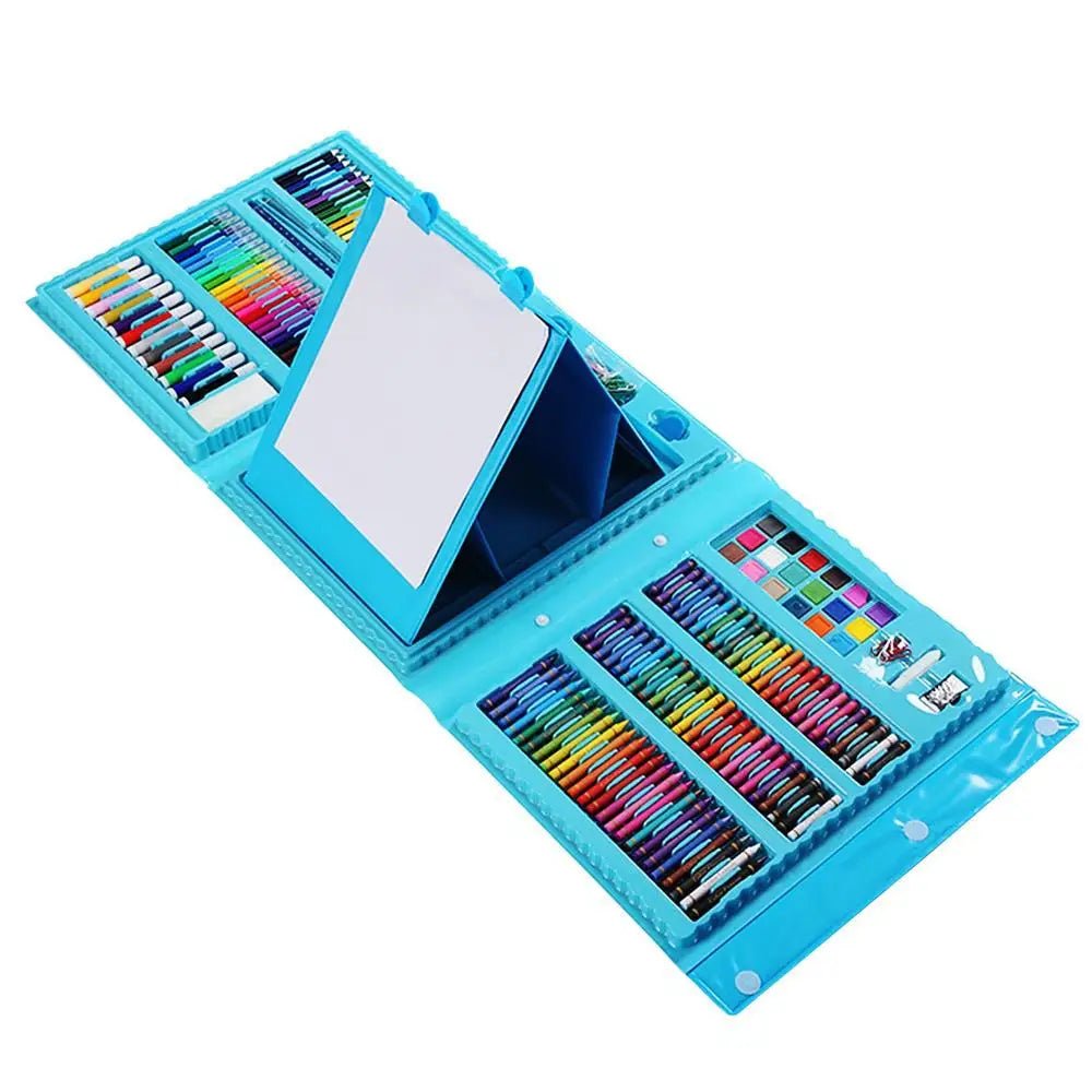 Kid’s Premium Art Kit, 208Pcs | Drawing Art kit with Double Sided Trifold Easel - VarietyGifts