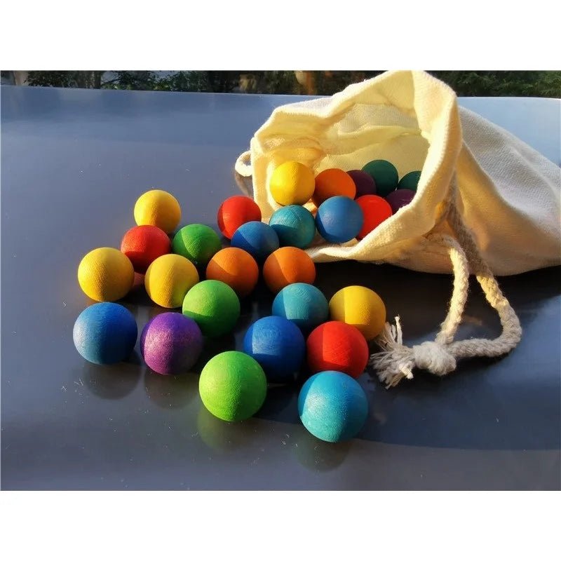 Kids Wooden Balls 35pcs | Rainbow Sorting Balls, Montessori, Cognitive - VarietyGifts