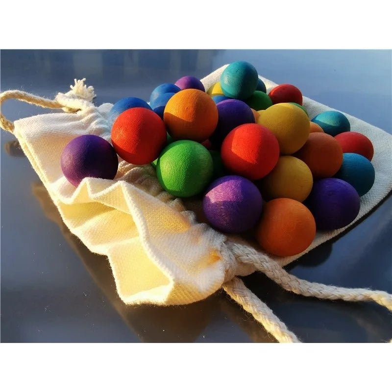 Kids Wooden Balls 35pcs | Rainbow Sorting Balls, Montessori, Cognitive - VarietyGifts