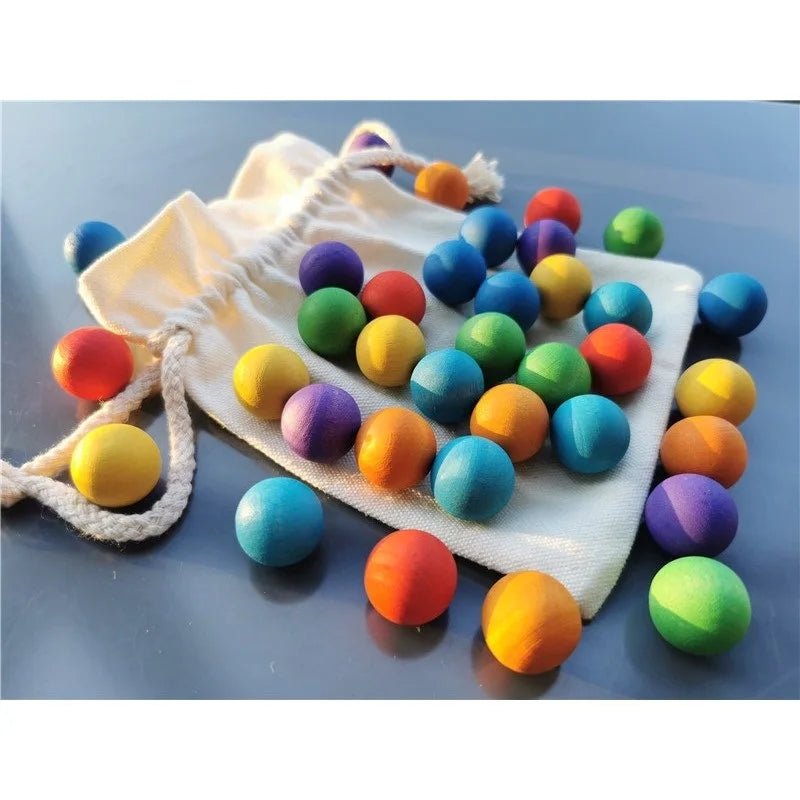 Kids Wooden Balls 35pcs | Rainbow Sorting Balls, Montessori, Cognitive - VarietyGifts