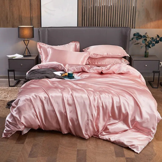 Luxury Satin Bedding Set 4pc | Colourful Duvet Cover & Pillowcases - VarietyGifts
