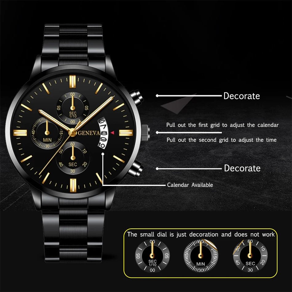 Men’s Stainless Steel Watch | Luxury Quartz Wrist Watch, Businessmen - VarietyGifts