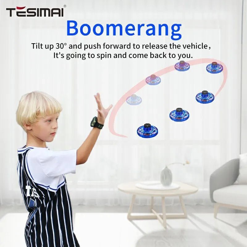 Mini Flying Spinner Toy | Luminous UFO Drone, Hand Operated - VarietyGifts