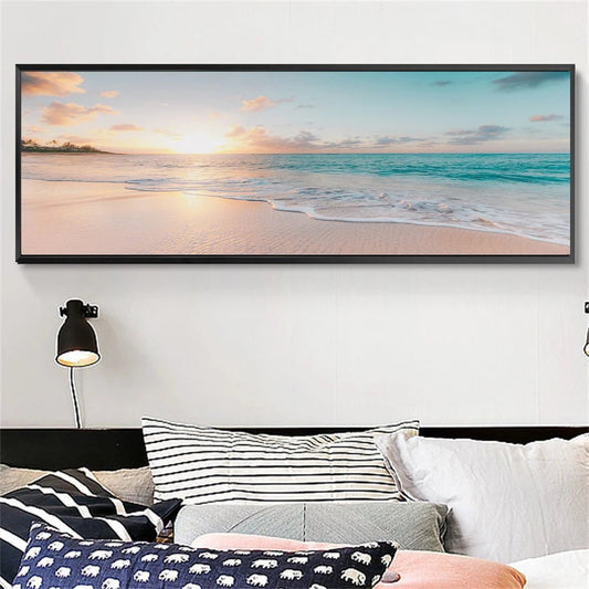 Modern Beach Sunset Canvas Painting | Nature Seascape Wall Posters - VarietyGifts